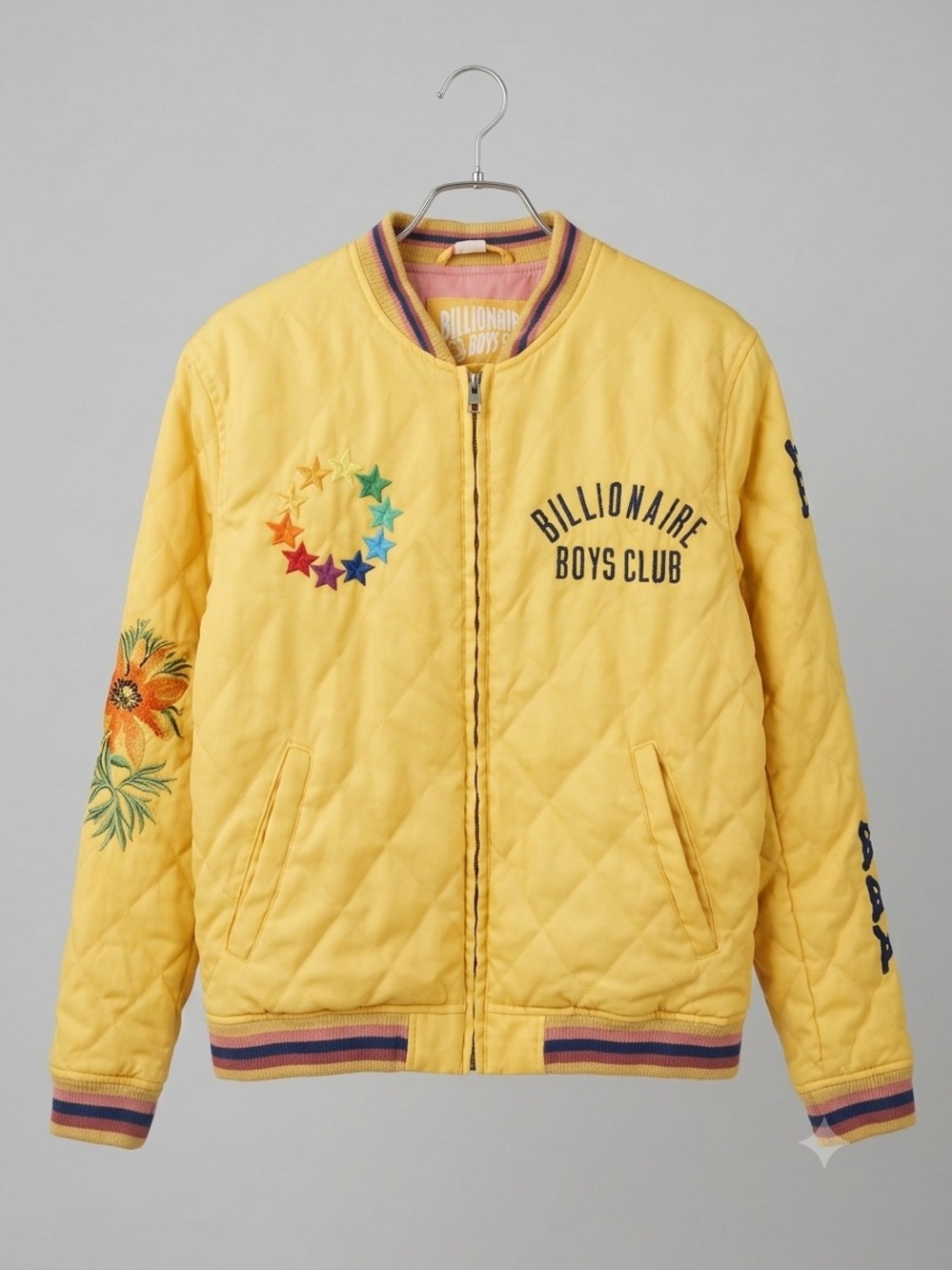 Billionaire Boys Club Pink and Yellow Varsity Jacket